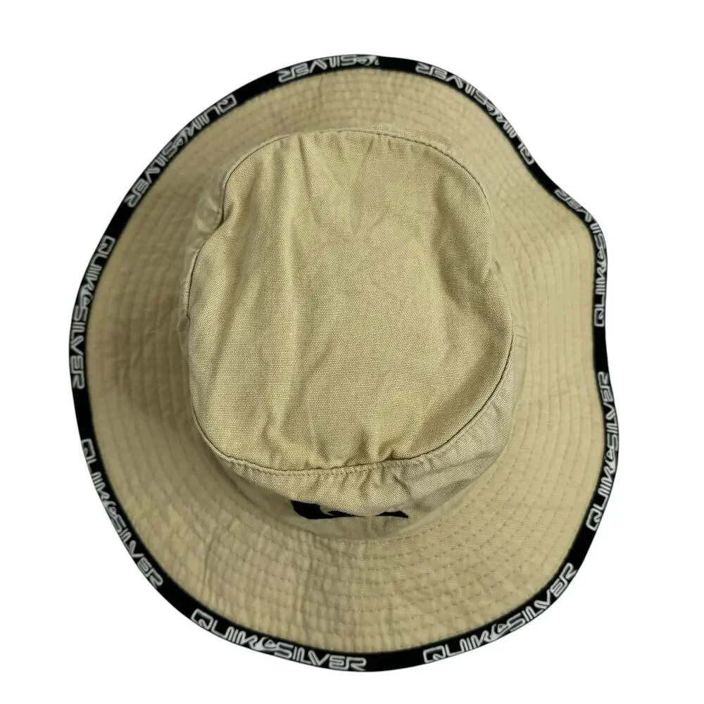 QUIKSILVER Khaki Beach Sun Hat One Size Kids Boys Logo Surf Safari Cotton